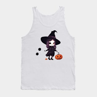 ff5e00 Witchcraft horror anime characters Chibi style +Halloween dark horror Tank Top